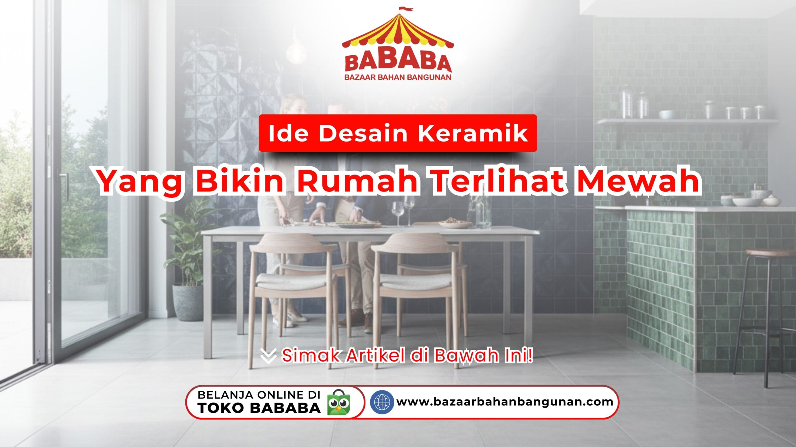 Ruang makan minimalis dengan lantai keramik abu-abu luas sebagai contoh ide desain keramik yang bikin rumah terlihat mewah