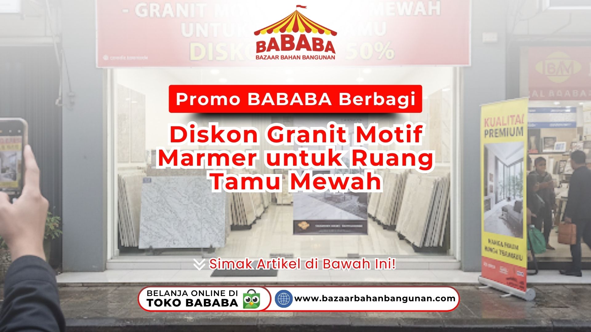 Promo BABABA Berbagi: Diskon Granit Motif Marmer untuk Ruang Tamu Mewah