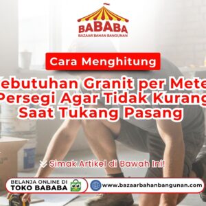 Seorang tukang sedang berlutut di lantai sambil menggunakan meteran untuk mengukur area ruangan yang sedang dalam tahap renovasi