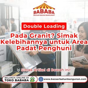 Seorang wiraniaga sedang menunjukkan sampel contoh keunggulan Double Loading Pada Granit tahan gores kepada sepasang konsumen di Toko Bababa
