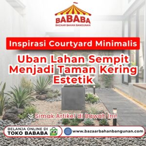 Desain penataan lantai luar ruangan bergaya Inspirasi Courtyard Minimalis Estetik memakai batu koral putih dari Toko Bababa