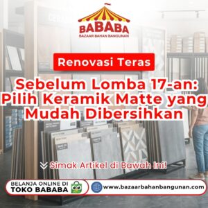 Suasana ruang pameran ubin keramik pada artikel Renovasi Teras Sebelum Lomba Toko Bazaar Bahan Bangunan Bababa