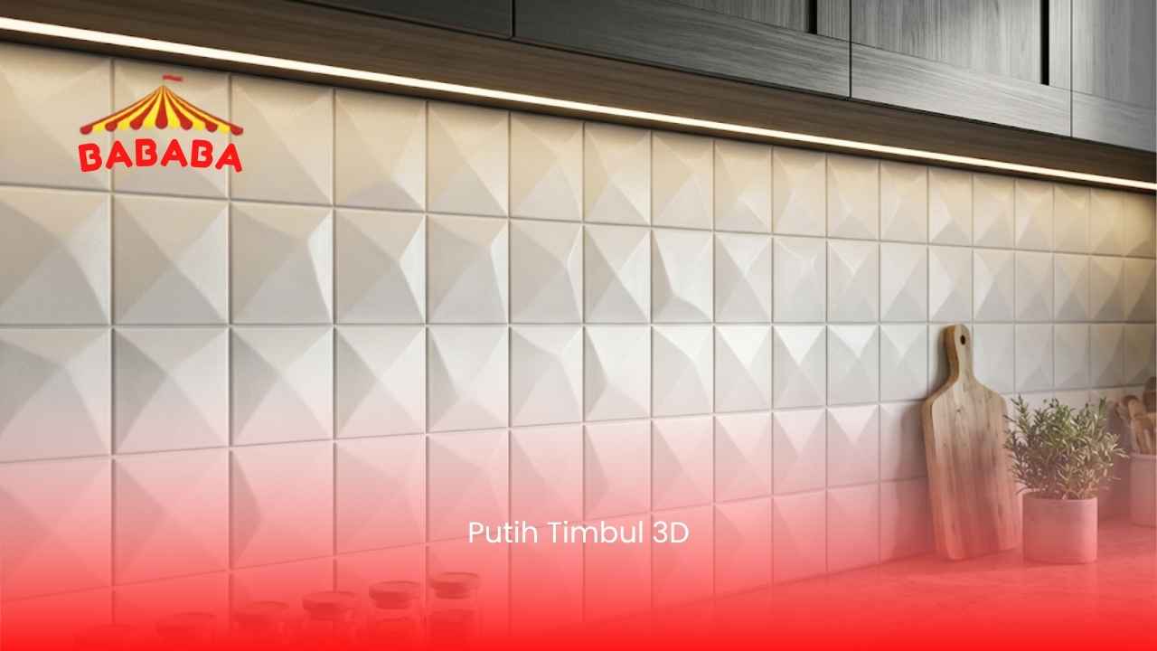 keramik 10x10 motif Putih Timbul 3D